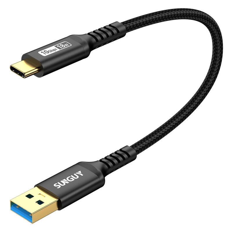 SUNGUY 10Gbps Android Auto USB Cable 1FT, 3A USB C 3.1 Gen2 Cable Data Transf…