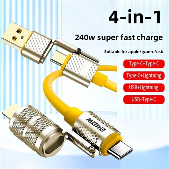 120W 4-Port USB C Fast Wall Charger ,240W 4 in 1 Cable For All Cell Phone iPad gallery
