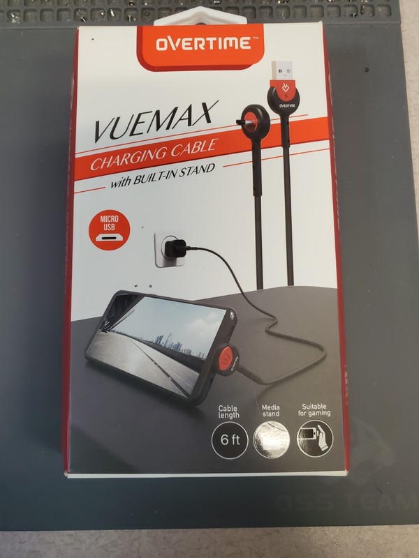 OVERTIME VUEMAX MICRO USB CHARGING CABLE WITH BUILT IN STAND 6FT LENGTH