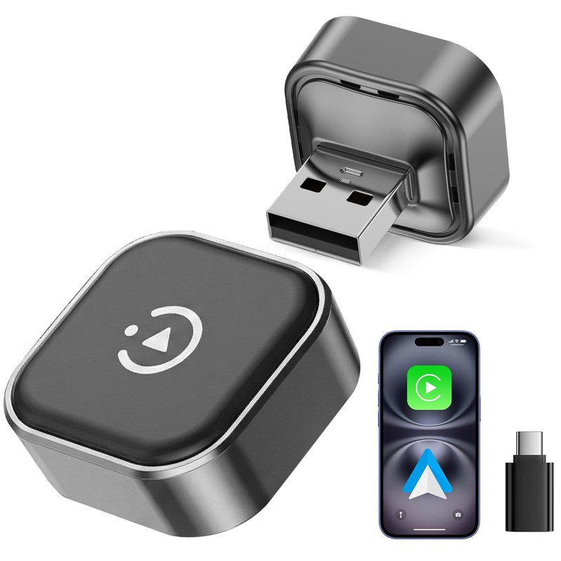 2026 2-in-1 Wireless CarPlay & Android Auto Adapter, Ultra Mini Dongle Conver…