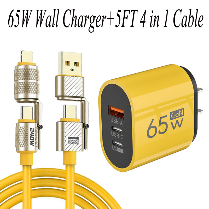 65W PD + USB A Fast Wall Charger Type C Cable For Samsung S25 S24 S23 S22 Ultra
