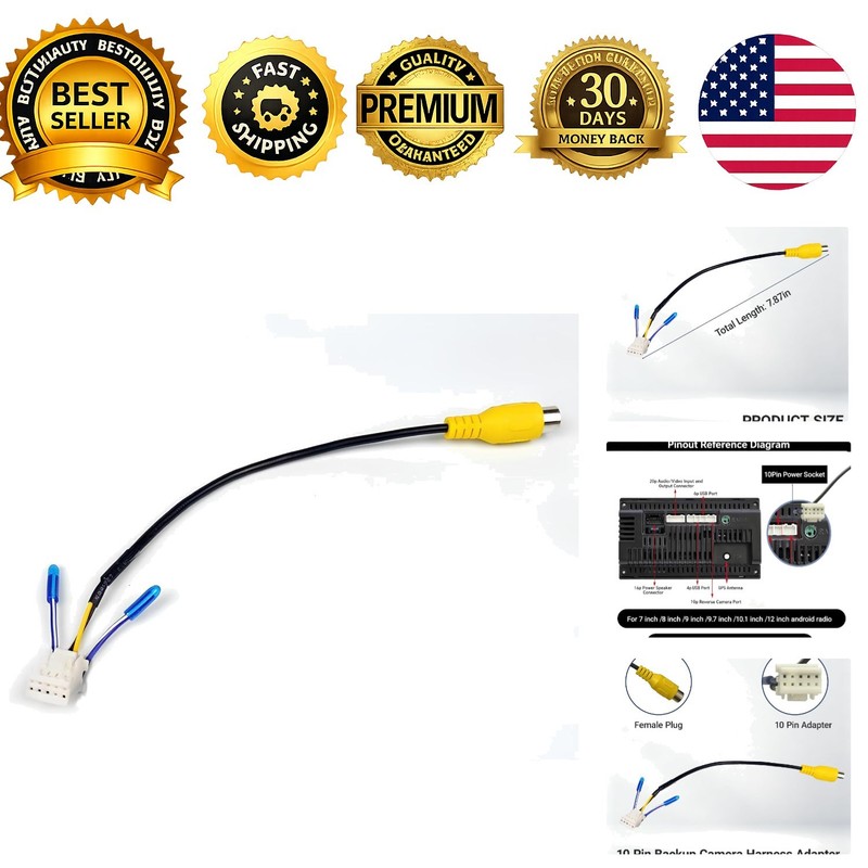 10 Pin Backup Camera Harness Adapter for Android Car Stereo Wiring Harness