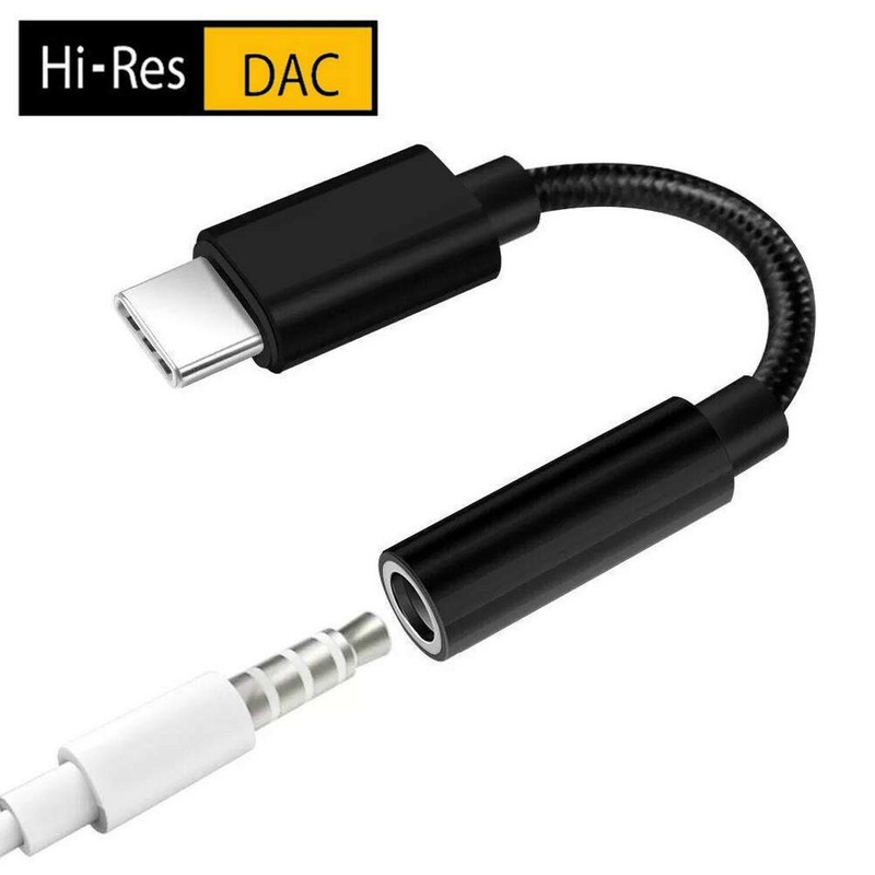 USB-C to 3.5mm Adapter, Short Nylon Braided Headphones Adapter Connector Cable