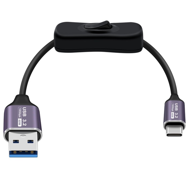 USB A to USB C Cable with Switch 3A 60W USB 3.2 Gen 2 Cable 10Gbps High Speed…