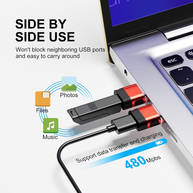 USB to USB C Adapter 6-Pack: USB A to USB C Female Converter (Red) gallery