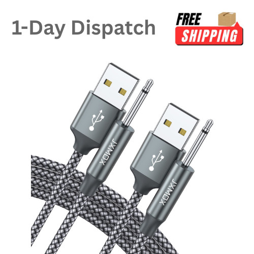 JXMOX 2-Pack 3ft USB Charger Cord 2.5mm DC Charging Cable Grey