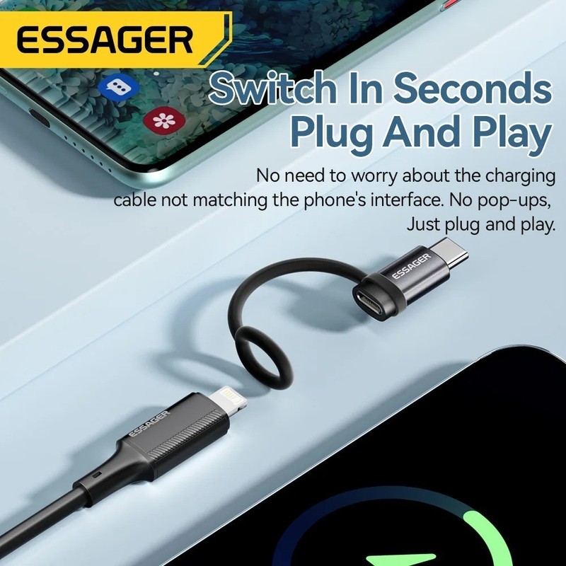 Essager IOS To Type C OTG Adapter USB Type C To Iphone PD 20W Fast Charging gallery