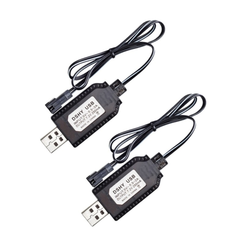 2Pcs USB Charger Cable JST/SM2.0 2P Connectors for 7.2V NiMH NiCd Batteries Toys gallery