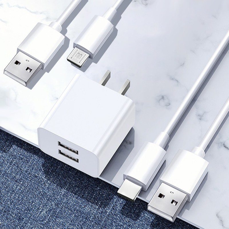 3in1 Dual USB Power Adapter Type C &Micro USB Cable For All Devices USA Seller