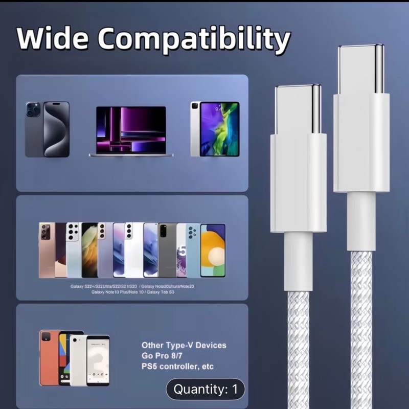 3 sets USB-C to Type-C Charging Cable, USB-C Fast Charging Data Cable gallery