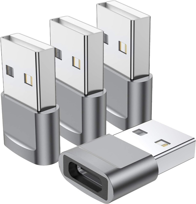 Adaptador USB C hembra a USB macho (paquete de 4), convertidor de cargador tipo