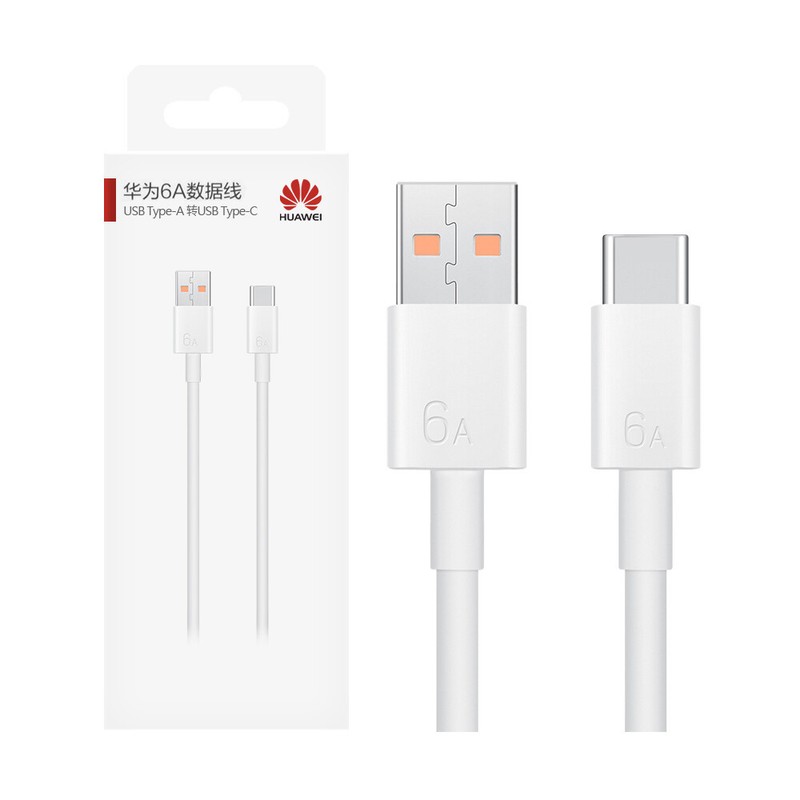 Original Huawei Official 6A USB-A to USB-C SuperCharge Max 66W Data Cable -White