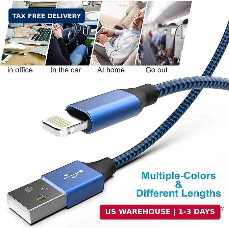 [Apple MFi Certified] 6Pack 3/3/6/6/6/10 FT iPhone Charger Nylon Braided Fast Ch gallery