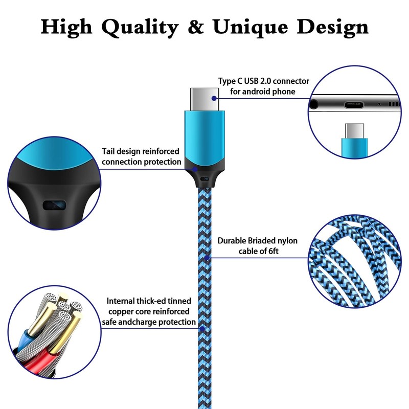 2Pack 6Ft USB Type C Cable Fast Charging Cord Phone Charger for LG Stylo 4 5 ... gallery