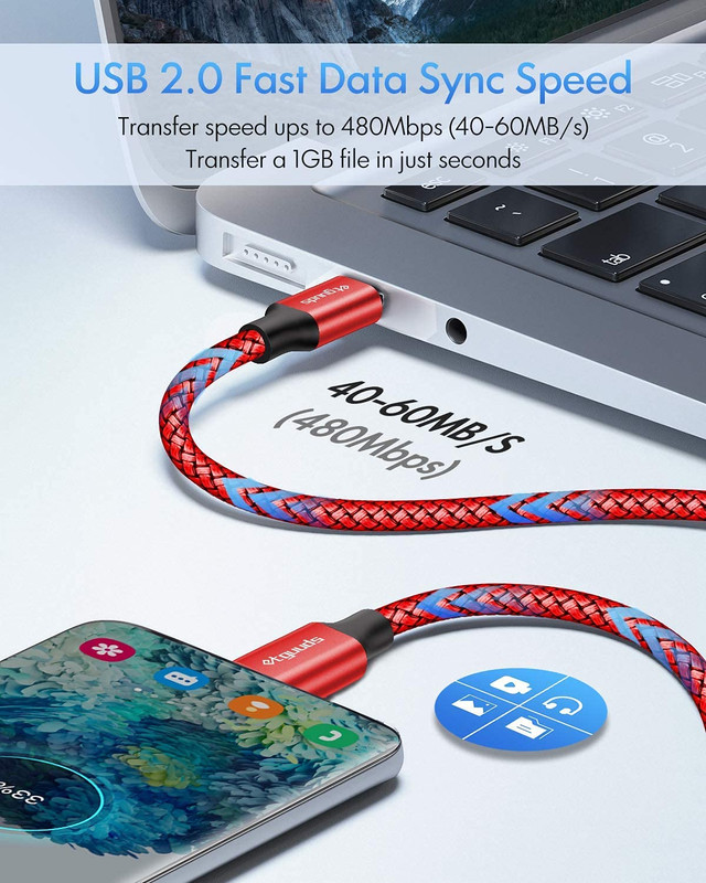 Etguuds [16Ft/5M] Long USB C to USB C Cable, Type-C to Type-C 2.0 Fast PD Charge gallery