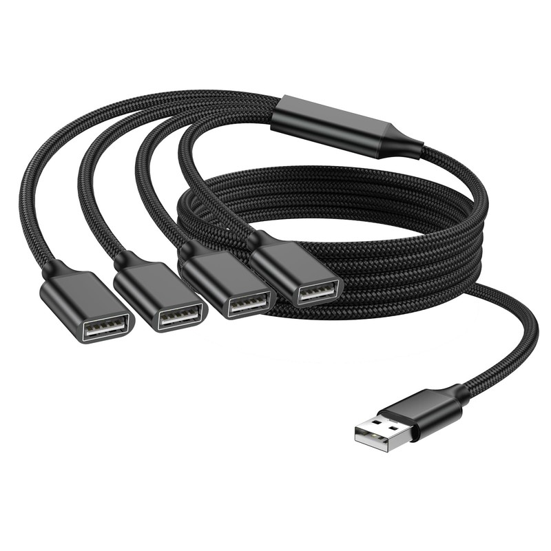 USB Splitter 1 in 4 Out, 3.3FT USB Y Cable, A Male to 4 A Female Extension Co...