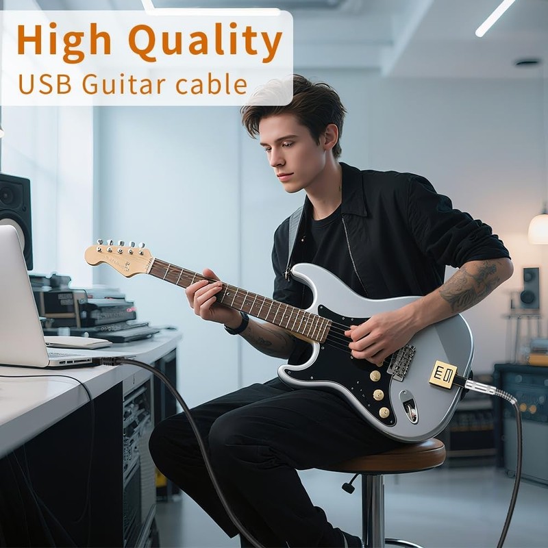 USB Guitar Cable 10FT 6.35mm Instrument Cable for Guitar, Bass, PC Recording gallery