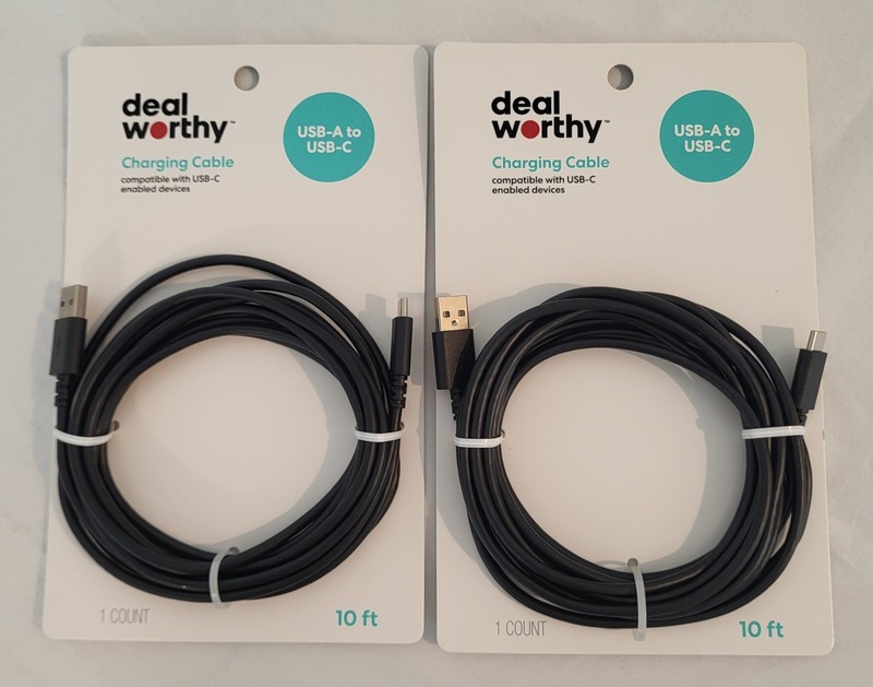 dealworthy 10 ft USB-A to USB-C charging cables Set Of 2