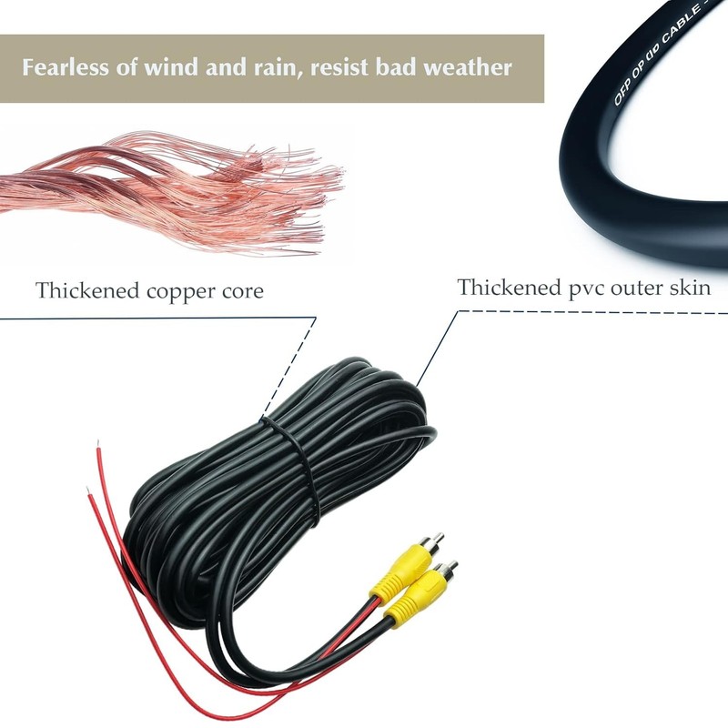 Cable Camara Reversa RCA 20FT Macho a Macho Video Audio Extension Coche gallery