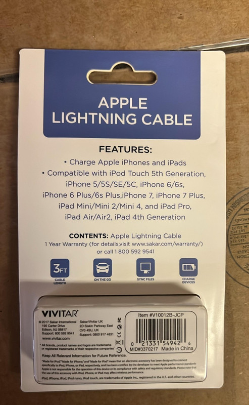 Vivitar Apple Cable 3FT gallery