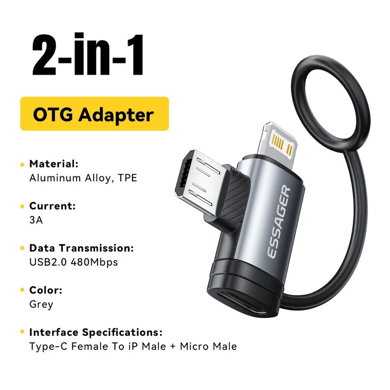 Essager Micro USB Adapter 3A Fast Charging Type C Female Connector For iPhone gallery