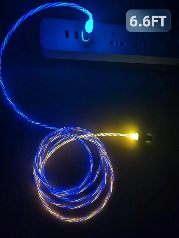 6.6ft/2m USB Cable 3A Type C Led Light Up Charging Cord 7 Colors RGB Gradual Cha gallery