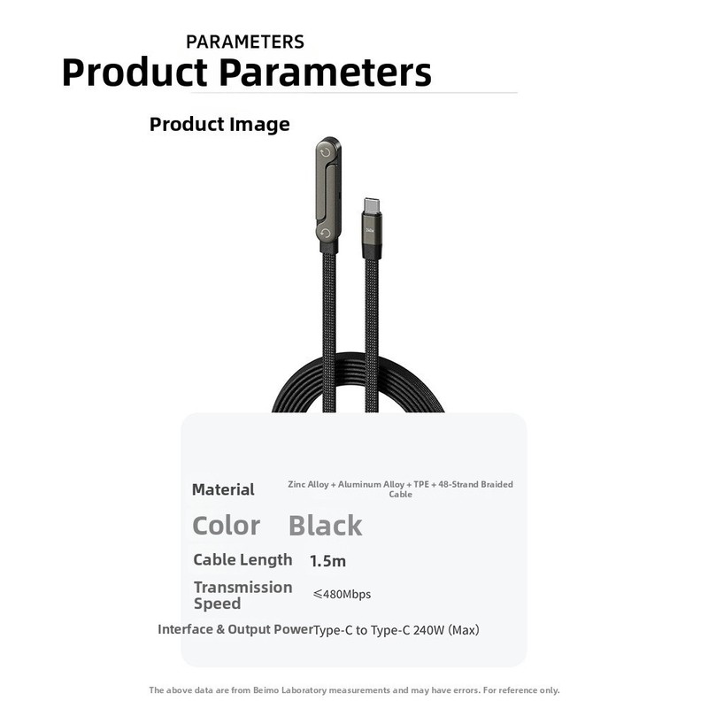 240W Fast Charging Cable With Built-in Phone for stand & 1.5m Length gallery