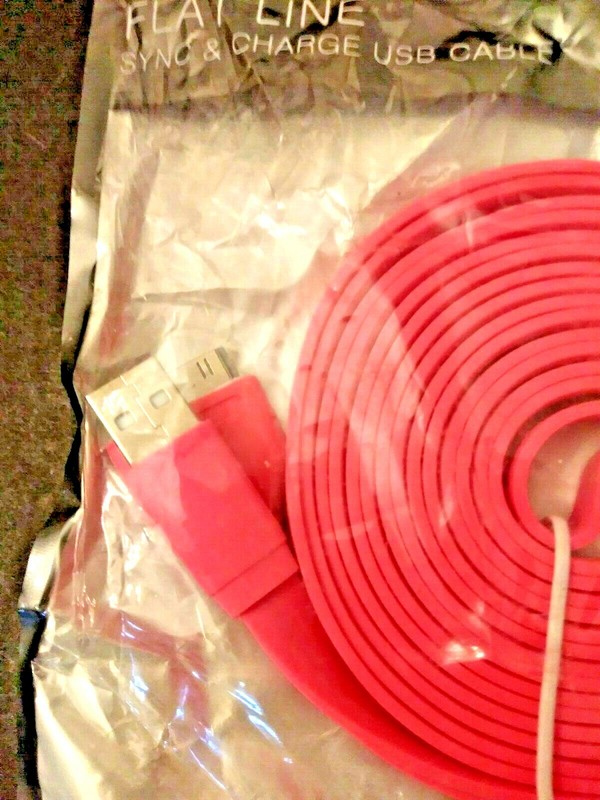 ADURO 10-Foot Flat Line Charge & Sync USB Cable for IPAD- IPOD- IPHONE Pink gallery