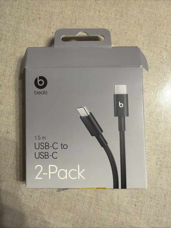 beats – 2-Pack USB-C To USB-C Braided Cable – Black – OPEN BOX