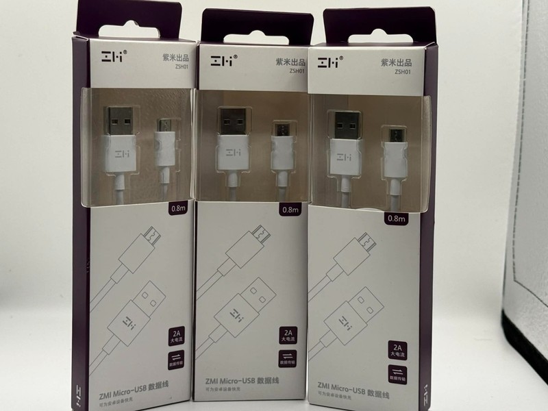 3pack-ZMI MicroUSB Charging Cable 0.8m (2.6ft) – 2A Fast Charge-White ZSH01 -New