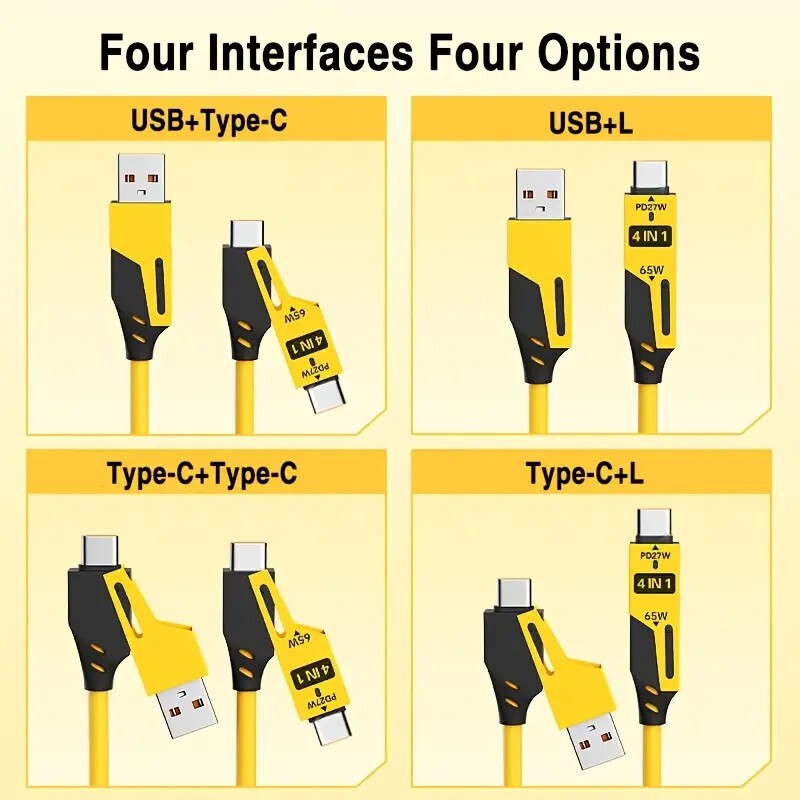 4in 1 Spring Fast Charging Cable, 65W USB-C Multi Fast Charging Cable gallery