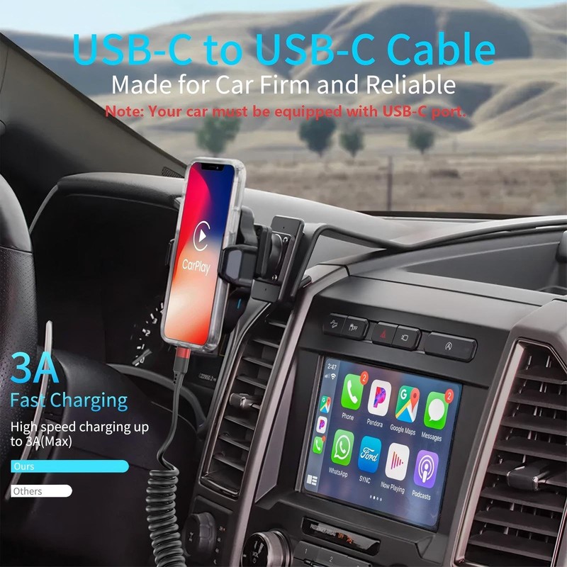 Coiled USB C to C Cable, 2 Pack 3FT USBC Car Charger C-C, Black gallery