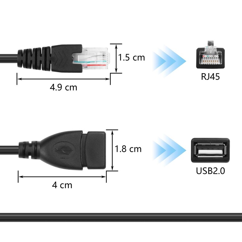 2 PCS 11.81 Inch USB to RJ45 Ethernet Cable USB Female to RJ45 Male Extender gallery