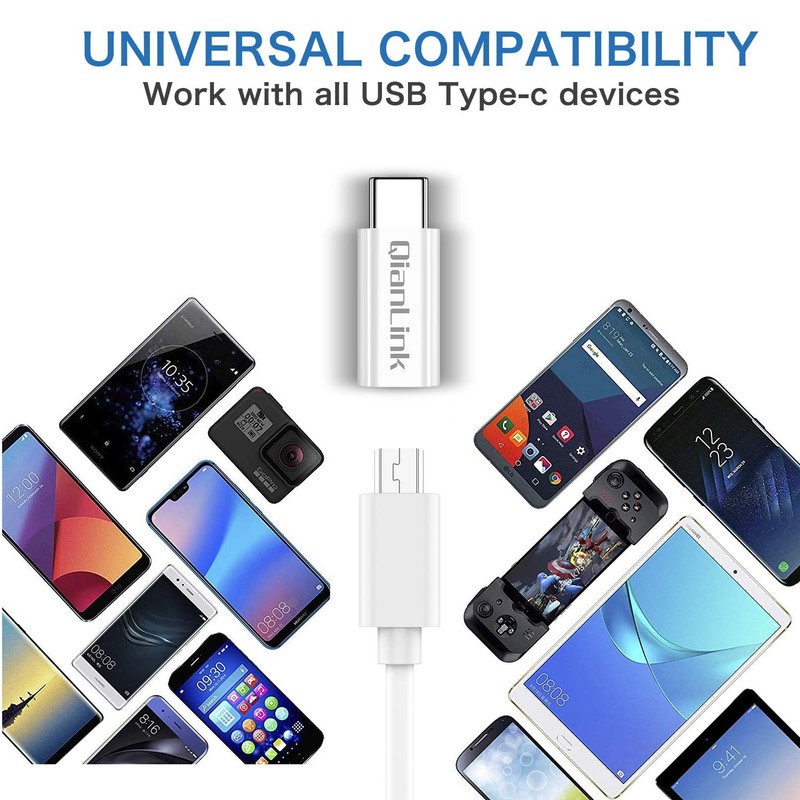 Mini USB to C Adapter, (2-Pack) Female C Male White gallery