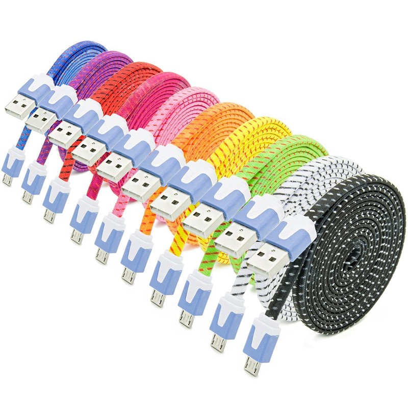 NTJ Flat Braided Noodle Charger Cable for SAMSUNG GALAXY S4 S6 S7+ MICRO USB LG gallery