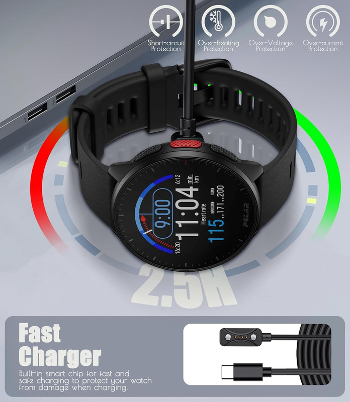 USB C Charging Cable 1m Magnetic Compatible with Polar Vantage M3 V3 Grit X2 Pro gallery