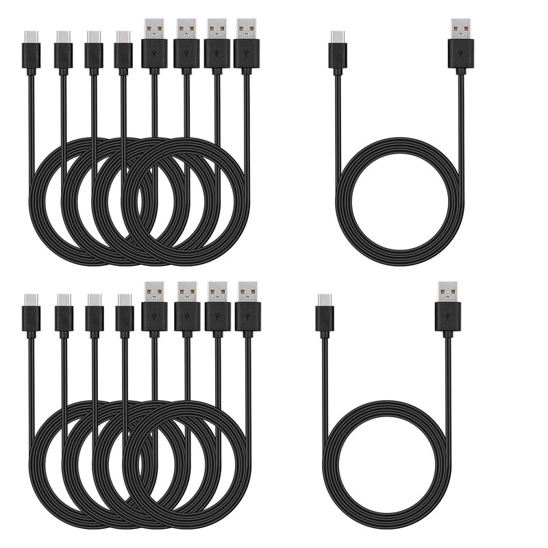 10 PCS 6Ft USBC Cable Bulk TypeC Phone Fast Charger Cord Data Sync Black