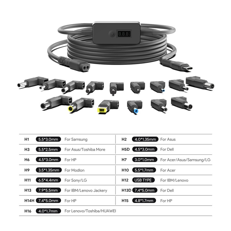 PD USB C to DC Fast Charging Cable with Adjustable Voltage Output 5V/9V/12V/1... gallery