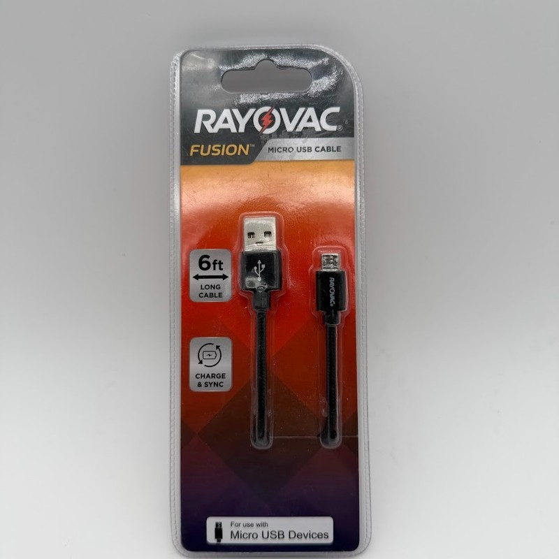 Rayovac Fusion - Micro USB Cable - 6ft Long Cable - Charge & Sync - black