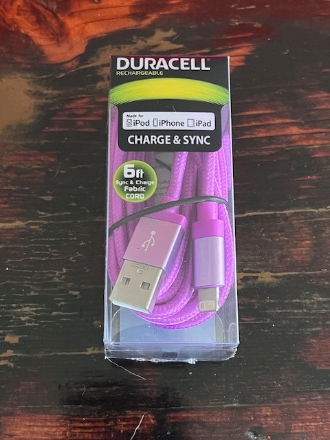 Duracell Sync and Charge Fabric Cable, Iphone 6′