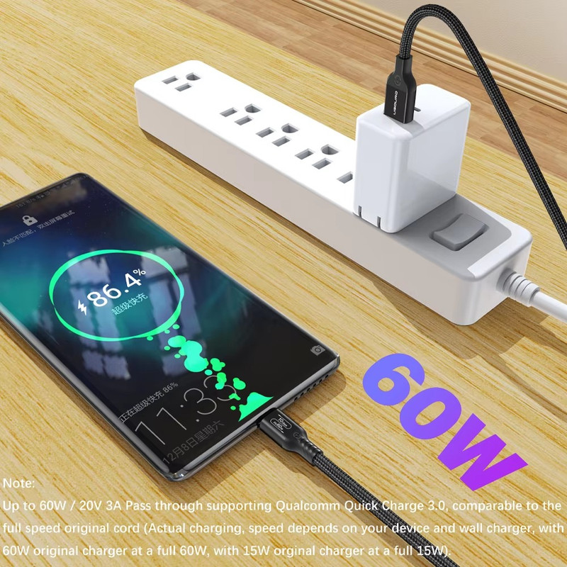USB-A To USB-C Cable USB3.2 60W Fast Charging Cord 10Gbps For iPhone Samsung gallery