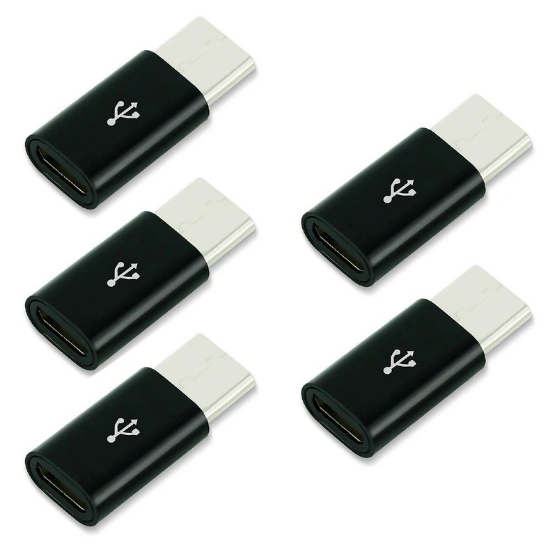 5 Pack Micro USB to Type C Adapter Converter Micro-B to USB-C Connector USA gallery