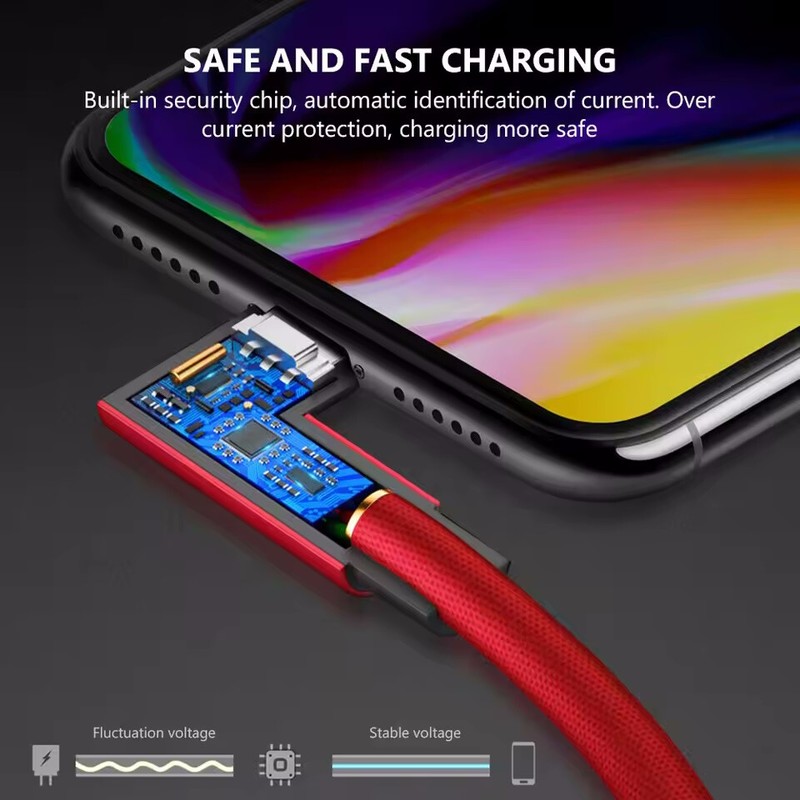 90 Degree Elbow USB A TO C Cable Charger Type C Cord For Samsung iPhone 15 16 17 gallery
