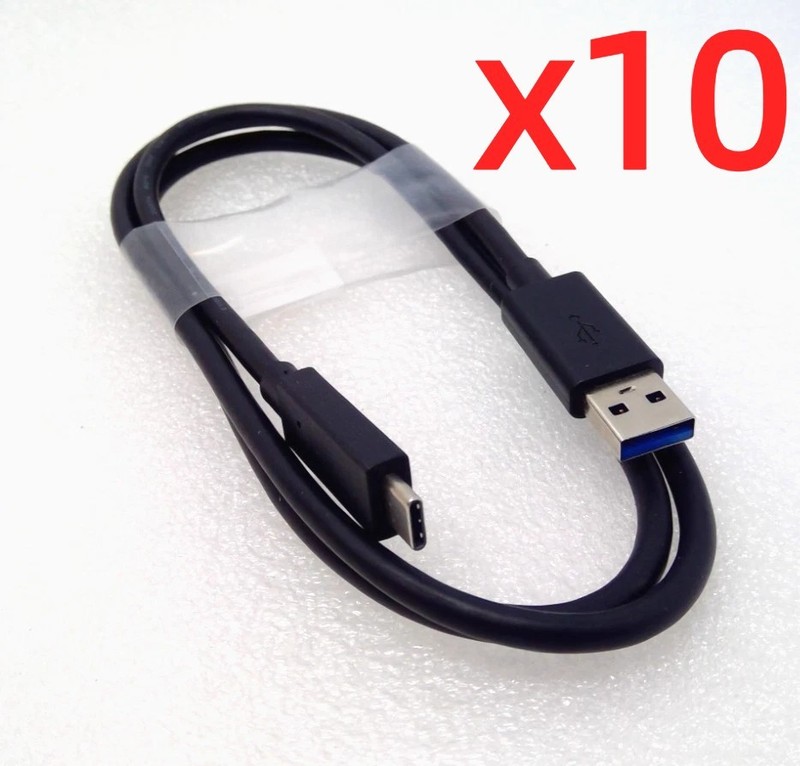 LOT OF 10 DELL SUPER HIGH SPEED USB-C to USB-A 3.1 CABLE E118077-D 3 FT CABLE