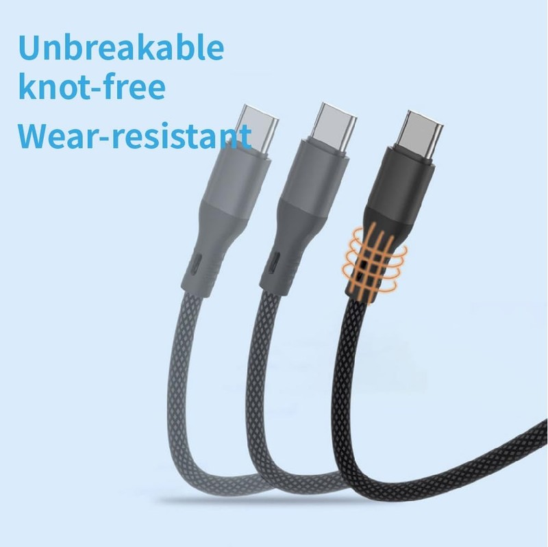 100W PD 5A QC 4.0 Fast Charging USB C Cable Type C to C Data Sync Cord 3.3ft gallery