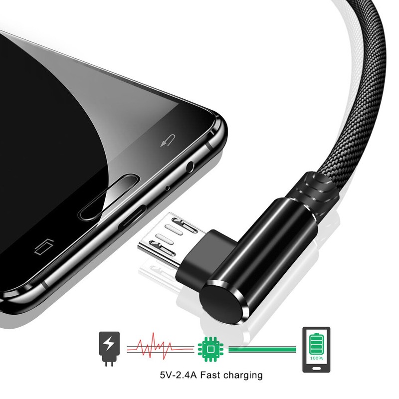 90 Degree Micro USB FAST Charger Charging Data Snyc Cable For Samsung S7 Huawei gallery