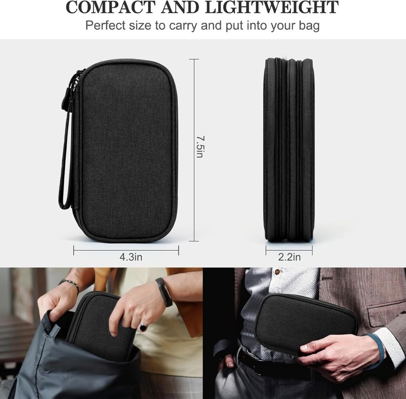 Travel Cable Organizer Pouch Waterproof Double Layer Storage for Cords & Phones gallery