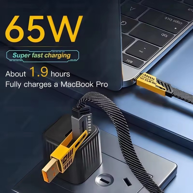4in1 Type C to Type C 65W Mecha Style Fast Charging Cable for iPhone Samsung Xia gallery
