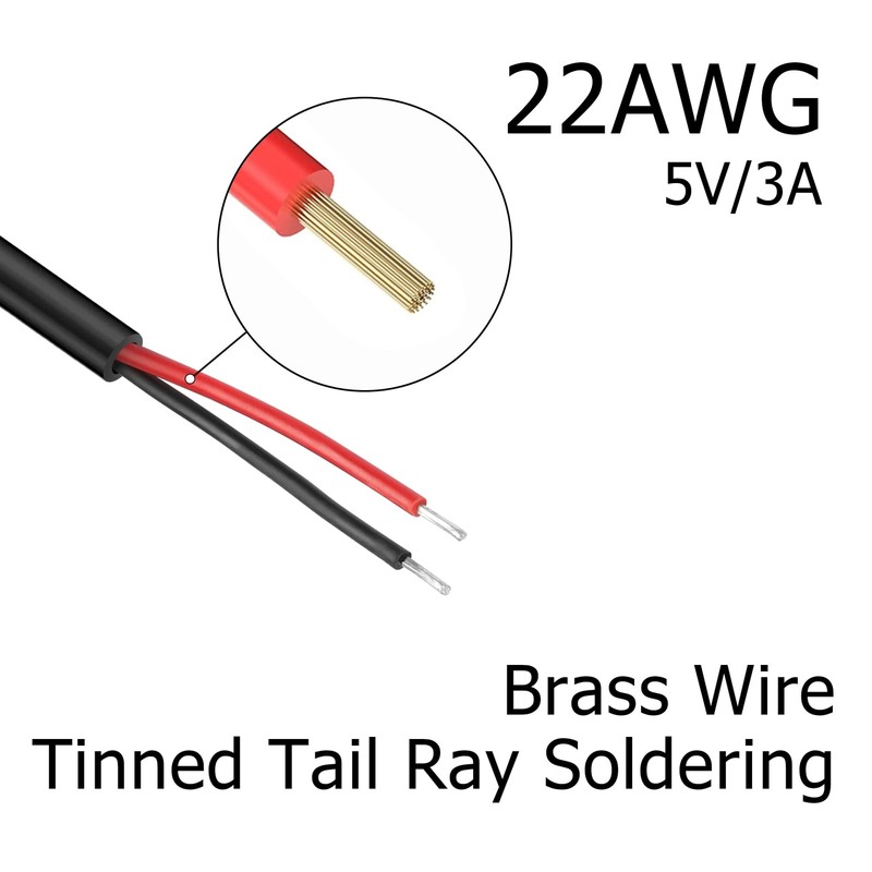 Mini USB Male Pigtail Power Cable 5V 3A Mini USB Male to 2 Pin Open End Pigta... gallery
