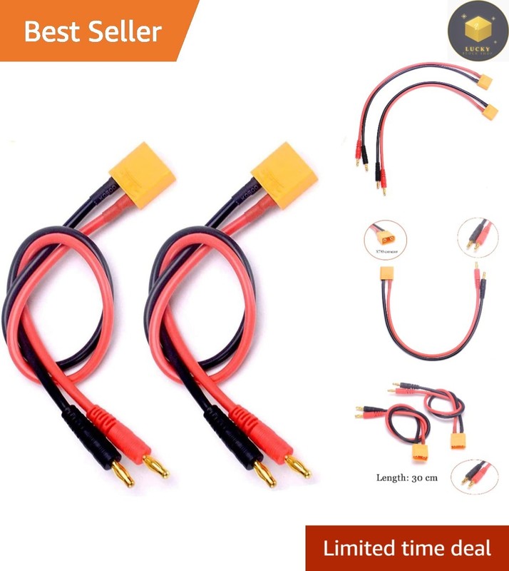 2-Pack XT90 Charging Cable with 4.0mm Banana Connector – 12AWG Heat Resistant